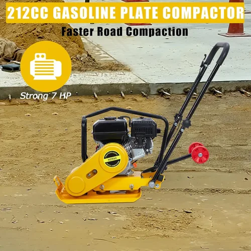 Vista 2 de GarveeHome 7HP Plataforma compactadora de pisón, motor de gas de 212 CC, manipulación vibratoria de compactación de 4200 libras, 22.1 x 15.9