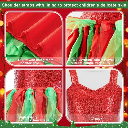 Vista 7 de Suppromo Vestido tutú para niñas pequeñas, fiesta de cumpleaños, vestido de tul con lentejuelas brillantes para niñas pequeñas, concurso