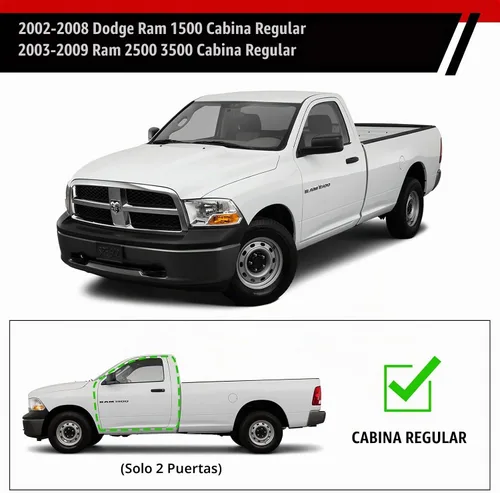 Vista 2 de Compatible con Dodge Ram 1500 2002-2008 2003-2009 Ram 2500 3500 Barra de Escalón de Cabina Regular Acero Negro de Servicio Pesado