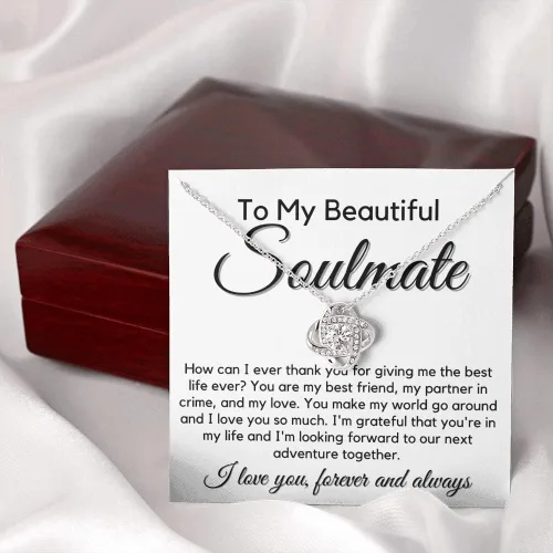 Vista 7 de to My Soulmate Love Knot Necklace - My Lovely Wife, Gifts for Girlfriend, Romantic Gifts for Her from Husband to Wife, Valentine's Day, for Wife BF1