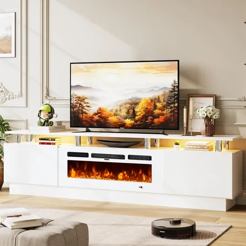 Vista 20 de Soporte de TV de 70 pulgadas para sala de estar, centro de entretenimiento moderno y consola multimedia, se adapta a televisores de hasta 80 Todo