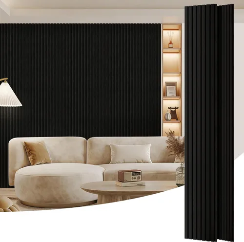 Vista 44 de Paquete de 2 paneles de madera para pared, paneles acústicos de listones de madera de 48 x 24 pulgadas, paneles acústicos para decoración de paredes