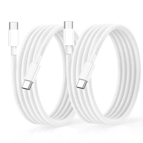Vista 8 de Paquete de 2 cables de carga USB C a USB C de 6 pies para iPhone 15, cable USB C de 60 W, cable de carga rápida USBC tipo C compatible