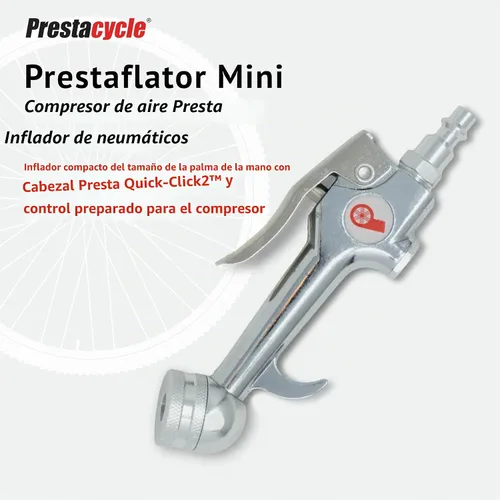 Vista 2 de Prestacycle Prestaflator Mini Pro, cabezal de inflado de neumáticos de bicicleta, válvula de bomba de aire de bicicleta, herramienta Presta