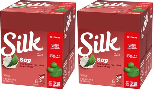Vista 11 de Silk Leche de soja estable, original, sin lácteos, vegana, verificada por proyecto sin OMG, 1 cuarto de galón (paquete de 6)