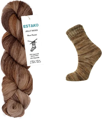 Vista 10 de Estako Jolly Socks Hilo Pintado a Mano 75% Lana Merino Superwash y 25% Poliamida (Fine/Sport 2 Peso) / 3.52 Oz - 100 gr / 360 Yardas - 330 mt