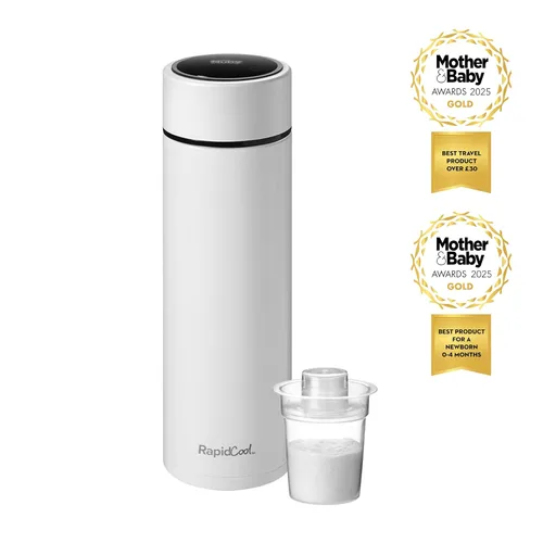 Vista 2 de Nuby RapidCool - Fabricante portátil de biberones, con dispensador de leche en polvo y tapa digital, ideal para biberones de viaje y alimentación