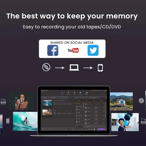 Vista 6 de Tarjeta de captura de video USB para VHS/HDMI/AV/RCA, convertidor de video analógico a digital, convertidor VHS a digital/USB/RCA, compatible