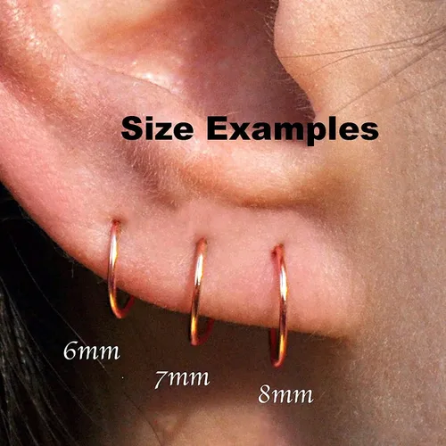 Vista 20 de Aretes de aro dorados y plateados para cartílago, nariz, tabique, oreja, hélix, tragus, joyería para mujer, hipoalergénicos, pequeños aros