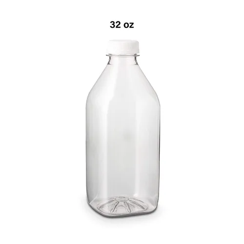 Vista 2 de MT Products Botellas de plástico PET transparente de 1 cuarto de galón, recipiente desechable para jugo con tapas a prueba de manipulaciones