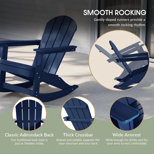 Vista 175 de WestinTrends Silla mecedora Malibu de poliéster para exterior/patio Adirondack, Negra