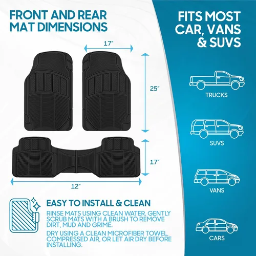 Vista 7 de CarXS Proliners alfombrillas clásicas de goma para auto