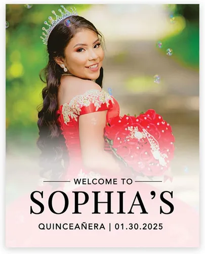 Vista 14 de Andaz Press Letrero de bienvenida de quinceañera grande personalizado, Art Deco Bienvenidos de 16 x 20 pulgadas, lienzo premontado para fotos