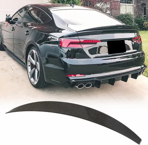 Vista 11 de Alerón de maletero de fibra de carbono compatible con Audi A5 S5 RS5 2018-2025 4 puertas B9 trasero alerón de labio alerón de alerón de labio Kit