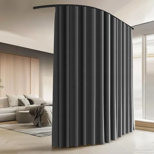Vista 7 de Cortinas divisoras de habitación con juego de rieles de cortina de techo, cortina de ventana para dormitorio, sala de estar, oscurecimiento total