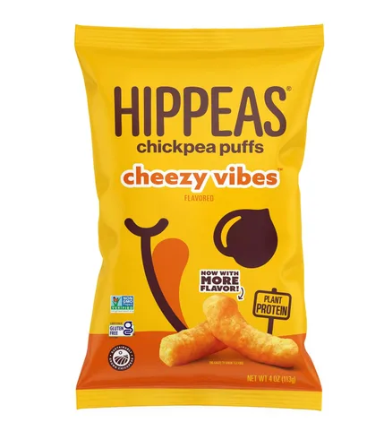 Vista 10 de Hippeas - Bocadillos de garbanzos inflados, cheddar blanco vegano, 4 onzas (paquete de 1), 4g de proteína, 3g de fibra, vegano, sin gluten