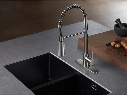 Vista 6 de Gourmetier LS8678CTL Continental - Grifo de cocina de un solo mango, níquel cepillado