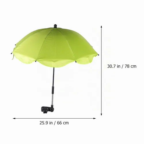 Vista 4 de Garneck Paraguas para cochecito con abrazadera ajustable, protección UV para cochecito de bebé, cochecito de bebé, parasol verde con clip