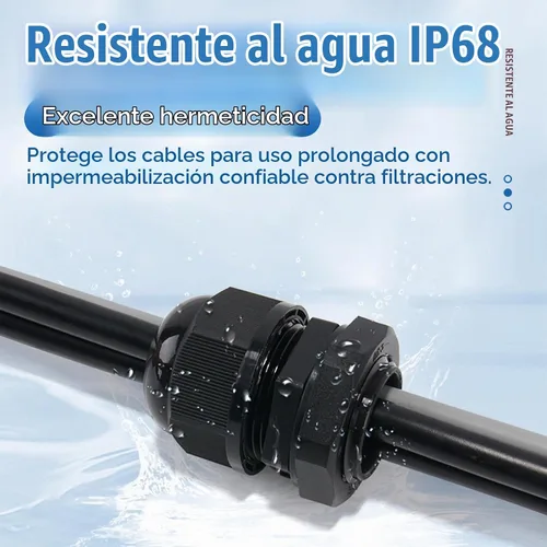 Vista 3 de Prensaestopas de cable 100 unids glándula de cable juntas impermeables, conectores de cable impermeables negros ajustables de 0.118-0.984 in PG7 PG9
