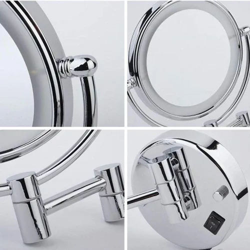 Vista 3 de Espejo de maquillaje con iluminación LED de 10 aumentos, espejo de maquillaje de doble cara giratorio de 360°, espejo de tocador LED para baño