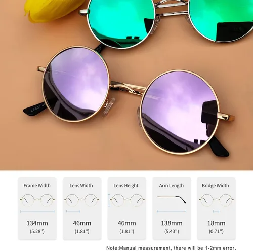 Vista 4 de Gafas de sol Joopin polarizadas, estilo Lennon, redondas, gafas de sol estilo hippy redondas para mujer y hombre