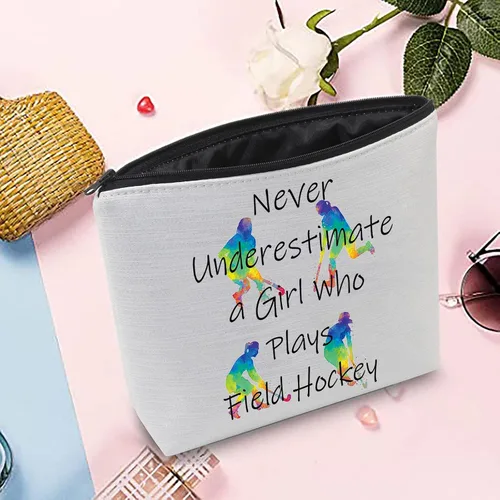 Vista 3 de MEIKIUP Regalos para jugadores de hockey, bolsas de maquillaje para hockey sobre hierba, bolsas de viaje para jugar hockey sobre hierba