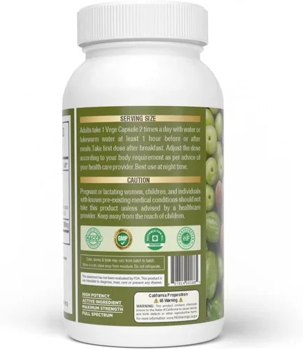 Vista 2 de Herbsforever Triphala Cápsulas Extracto Ratio (8:1) 40% Amla, Haritaki & Bibhitaki para desintoxicación, limpieza y rejuvenecimiento diarios* 60