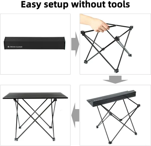 Vista 5 de ROCK CLOUD Mesa de campamento portátil de aluminio ultraligera, mesa de playa plegable para camping, senderismo, mochileros, picnic al aire libre