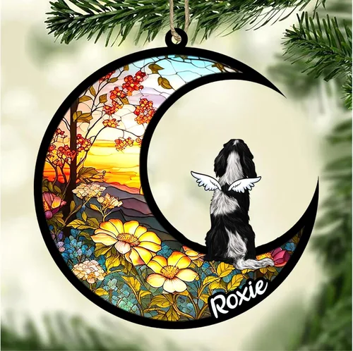 Vista 463 de LOVELYPOD Adorno de Navidad personalizado para perro Basset Hound (marrón) Basset Hound (marrón) adorno para atrapasoles de perro, razas de perros