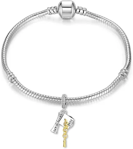 Vista 3 de QeenseKc Búho Graduate Cap Scroll Diploma Charm Beads para Pandora Charms Pulsera Collar, cobre, Cobre, Pa_Dangle-2_Graduation