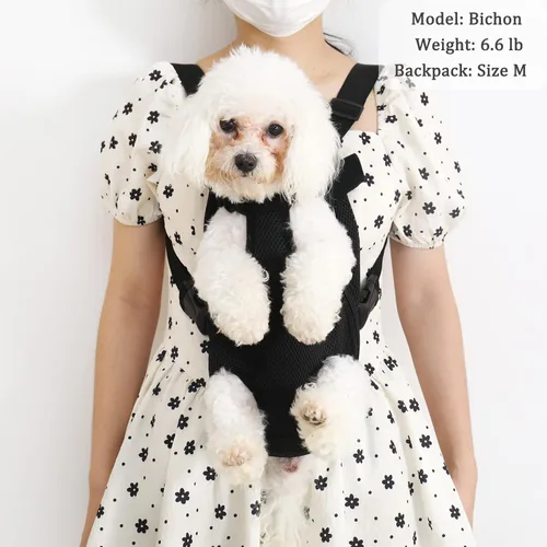 Vista 2 de Mochila ajustable para mascotas, transportador para perros, cachorros y gatos para viajes, senderismo y automóvil, transportador frontal y mochila