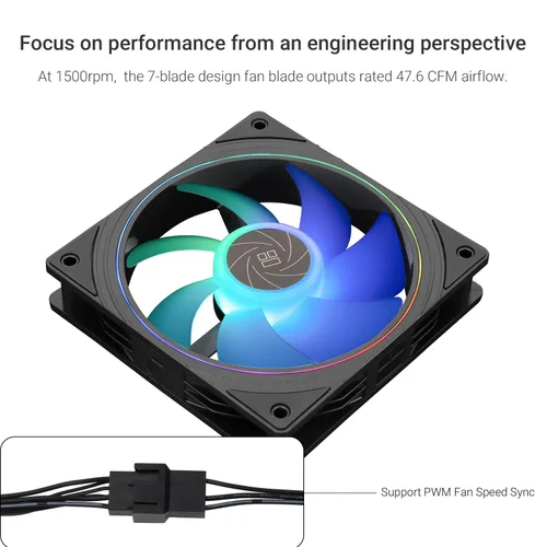 Vista 9 de Thermalright TL-S12-S X3 Ventilador de CPU de 120mm ARGB para Caja con Efecto de Iluminación ARGB, Ventilador de Computadora Silencioso PWM para PC