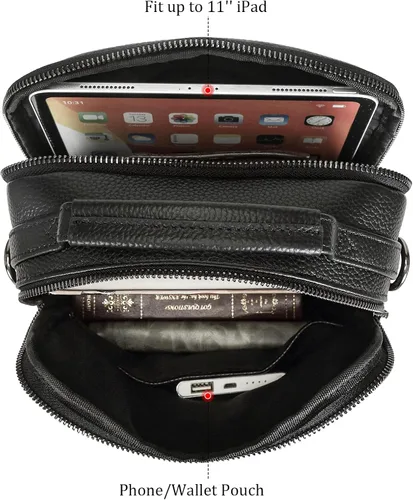 Vista 5 de Polare - Bolso de mensajero de cuero italiano de grano completo, estilo vintage, bolso cruzado al hombro, estilo casual, bolso de negocios