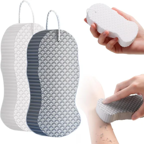 Vista 8 de Esponja de baño exfoliante mágica, exfoliante corporal 3D mejorado 2025, esponja de baño exfoliante súper suave, esponja de ducha reutilizable
