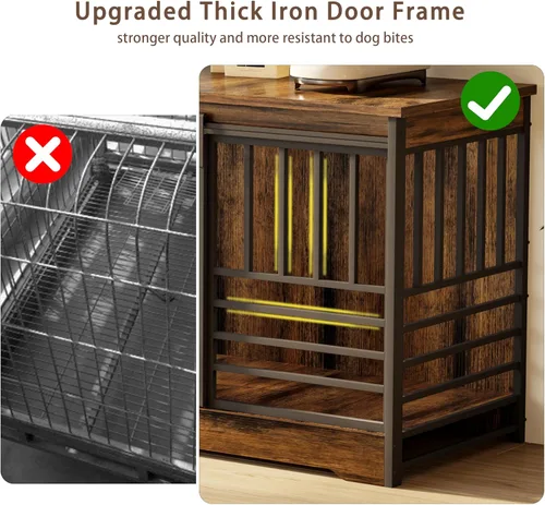 Vista 5 de Mueble de jaula doble para perros de 78 pulgadas, perrera extra grande para interiores con divisor, jaula resistente para perros para 2 perros, casa
