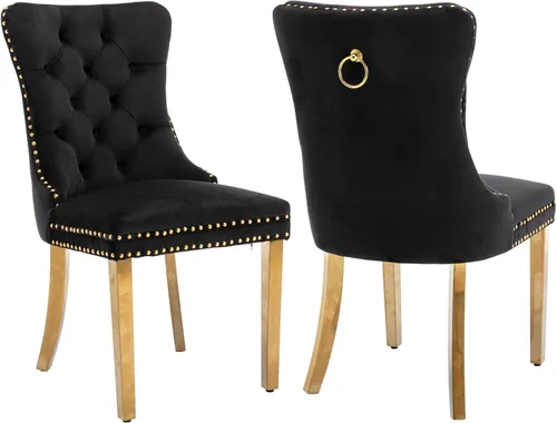 Vista 43 de Juego de 2 sillas de comedor de terciopelo beige, modernas sillas de cocina tapizadas