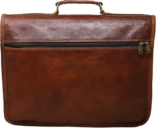Vista 3 de Leather messenger bag laptop case office briefcase gift for men computer distressed shoulder bag