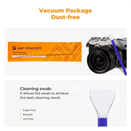 Vista 3 de K&F CONCEPT Hisopos de Limpieza de Sensor Micro Cuatro Tercios 4/3 de 12mm (0.47 pulgadas)*10 + Limpiador de Sensor de 20ml (0.7 fl oz), Kit