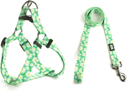Vista 26 de QQPETS Juego de correa de arnés para perro, ajustable, resistente, sin tirones, arnés halter para perros de razas pequeñas, medianas y grandes, clip