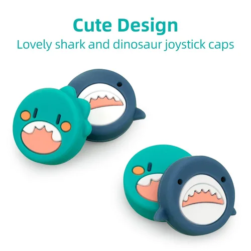 Vista 2 de GeekShare 4PCS Cute Shark Thumb Grip CapsSoft Silicone Joystick Cover Compatible with Nintendo Switch OLED Switch Lite