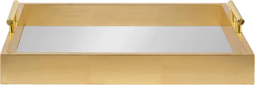 Vista 2 de Kate and Laurel - Bandeja decorativa de madera con asas de metal
