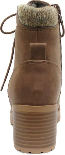 Vista 5 de Soda Botines de combate con suela de lengüeta única con cordones y cremallera lateral