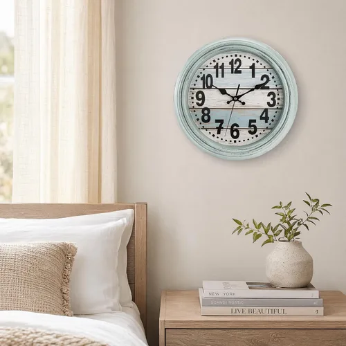Vista 9 de ZENFUN Reloj de pared rústico de 12 pulgadas, reloj de pared silencioso sin tictac, funciona con pilas, decoración de pared de estilo rústico