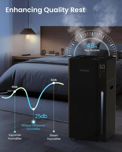 Vista 5 de Mifasol Humidificador de niebla cálida y fría para habitación grande, humidificadores de 5.3 galones/20 litros para el hogar, 1500 pies cuadrados