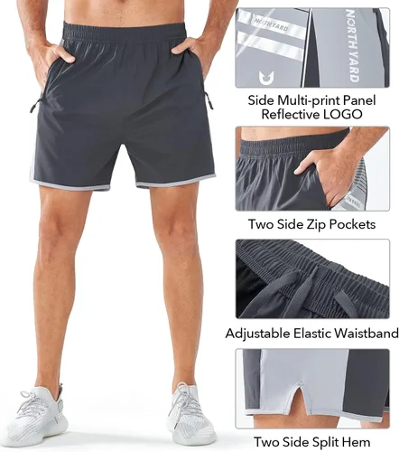 Vista 4 de NORTHYARD Men's 5" Athletic Running Shorts Quick Dry Workout Gym Shorts 7" Lightweight Sports Tennis Shorts Swim Trunks Beach