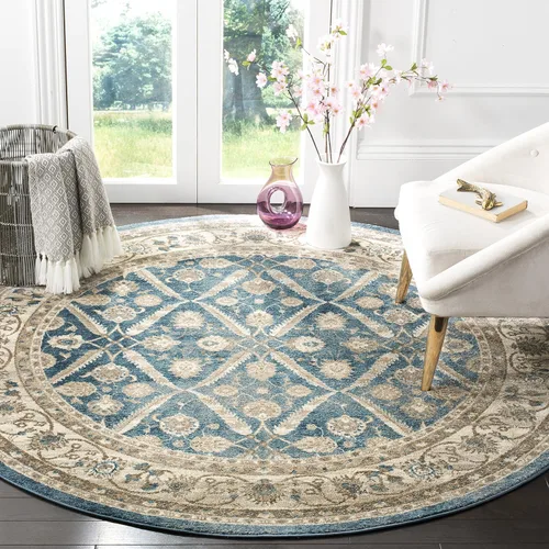 Vista 10 de SAFAVIEH Colección Sofia Alfombra de Pasillo - 66 cm x 183 cm, Azul y Beige, Diseño Oriental Vintage Desgastado, No Desprende Pelusa y Fácil
