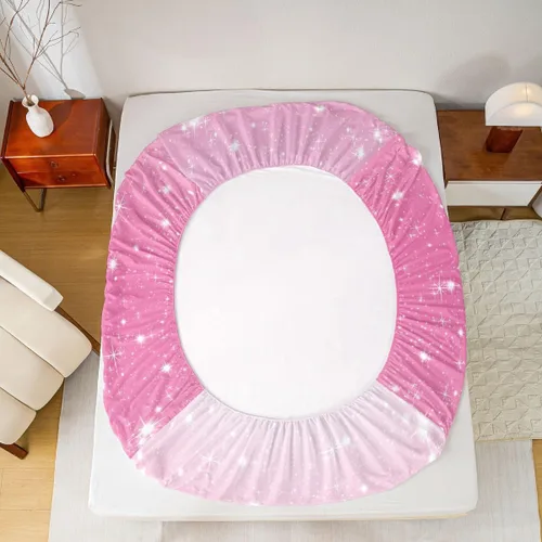 Vista 3 de Erosebridal Juego de sábanas bajeras de color rosa degradado para niñas, tamaño individual, Gittler Galaxy Gittler, color rosa claro, pastel