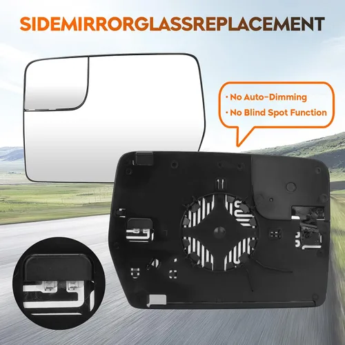 Vista 5 de Youxmoto Cristales de Espejos Calefactables de Repuesto para Lado Izquierdo del Conductor y Lado Derecho del Pasajero, Compatible con Ford F150 2011