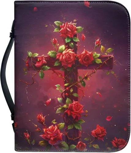 Vista 18 de Cubierta de la Biblia de diseño personalizado Funda de libro con cremallera de cuero PU Funda de transporte de Biblia multifunción Regalo