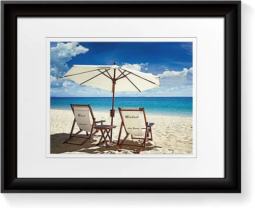 Vista 243 de A&T ARTWORK Love on Beach - Impresión fotográfica personalizada, incluye nombres y la fecha, regalo único para el aniversario de boda. Alfombrillas